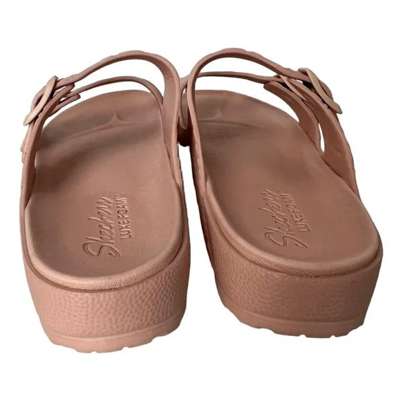 Skechers Luxe Foam Sandals Sliders Womens Size UK 8 Dusky Pink Buckle Fastening - Picture 10 of 12